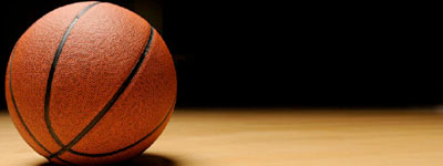 basketball on court with dark background